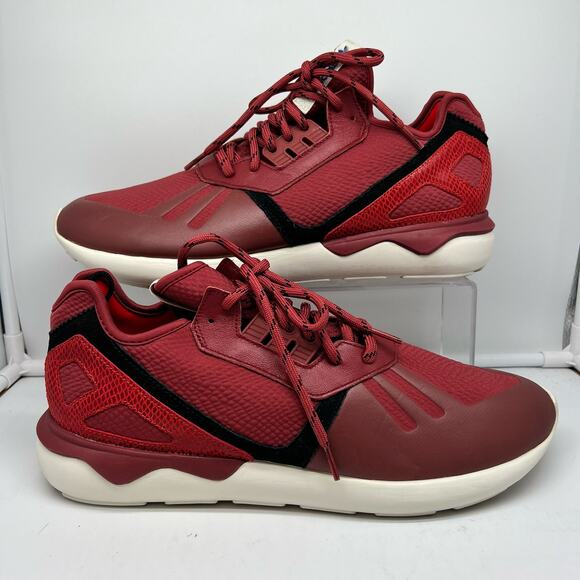 Adidas Shoes Mens 13 Tubular Running Trainers Red Maroon Black B35642 - Picture 1 of 8